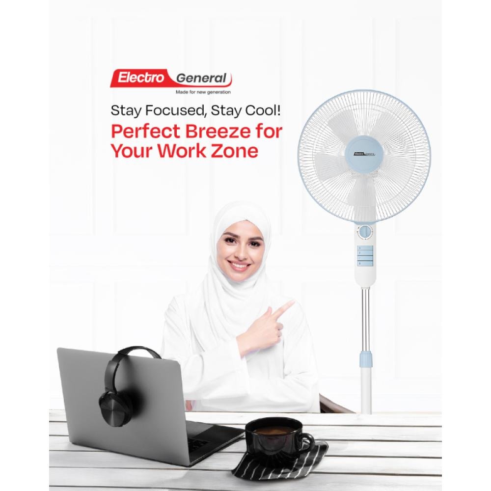 الكترو جنرال مروحة عمودية - 60 واط - 16 بوصة - 3 سرعات - أبيض | MODEL: FST-WB26 - Image 5